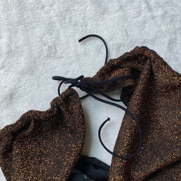 NEW! Its Now Cool String Bikini Gathered Tie Pant in Copper Lurex 19183 - Picture 5 of 9